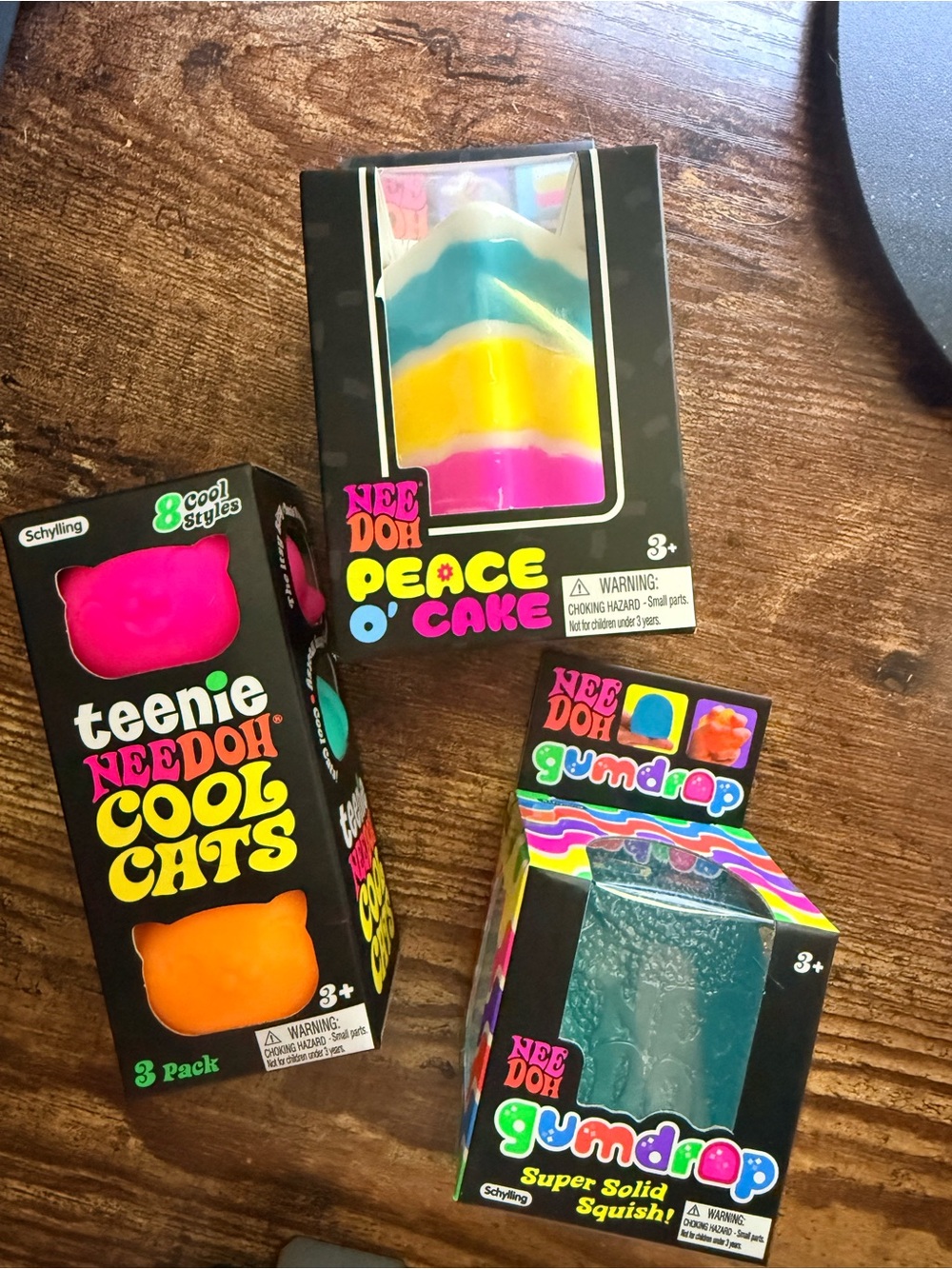 3 NeeDoh Lot Peace O' Cake , Blue Gum Drop, Cool Cats 3 pack bundle